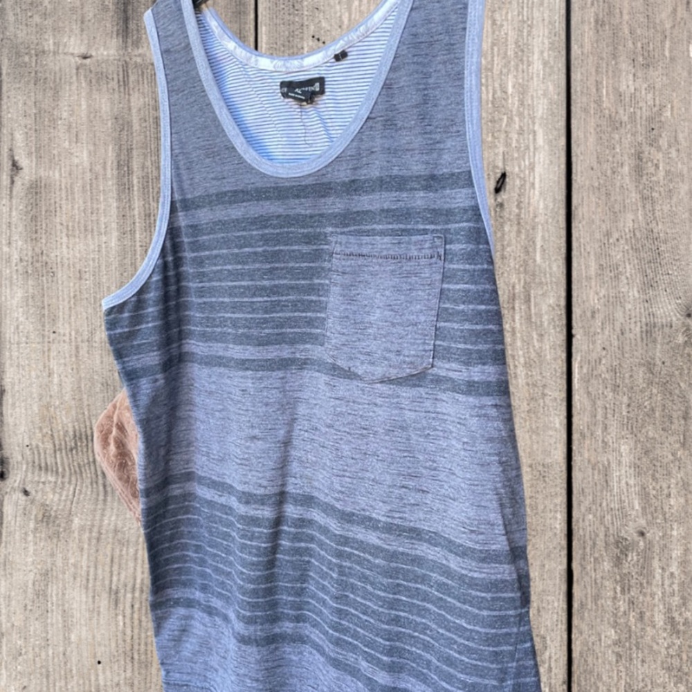 Gray striped tank top with pocket